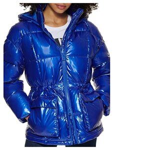 NEW Levi's Women's S Quilted Megan Hooded Puffer Jacket in Polished Royal Blue